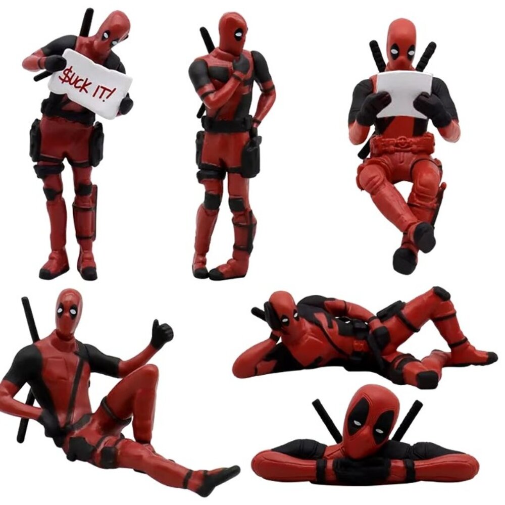 Deadpool 6 Piece Mini Figure Set Marvel Action Poses Desk Display